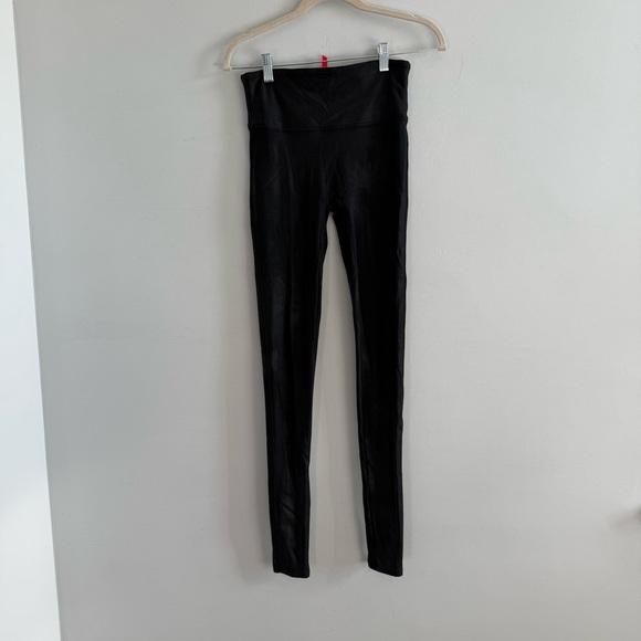 SPANX Black High-Rise Faux Leather Leggings, Size M - Picture 3 of 11